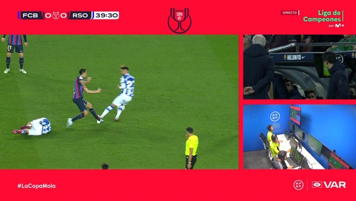 Barcelona played more than 45 minutes against 10 men after VAR red