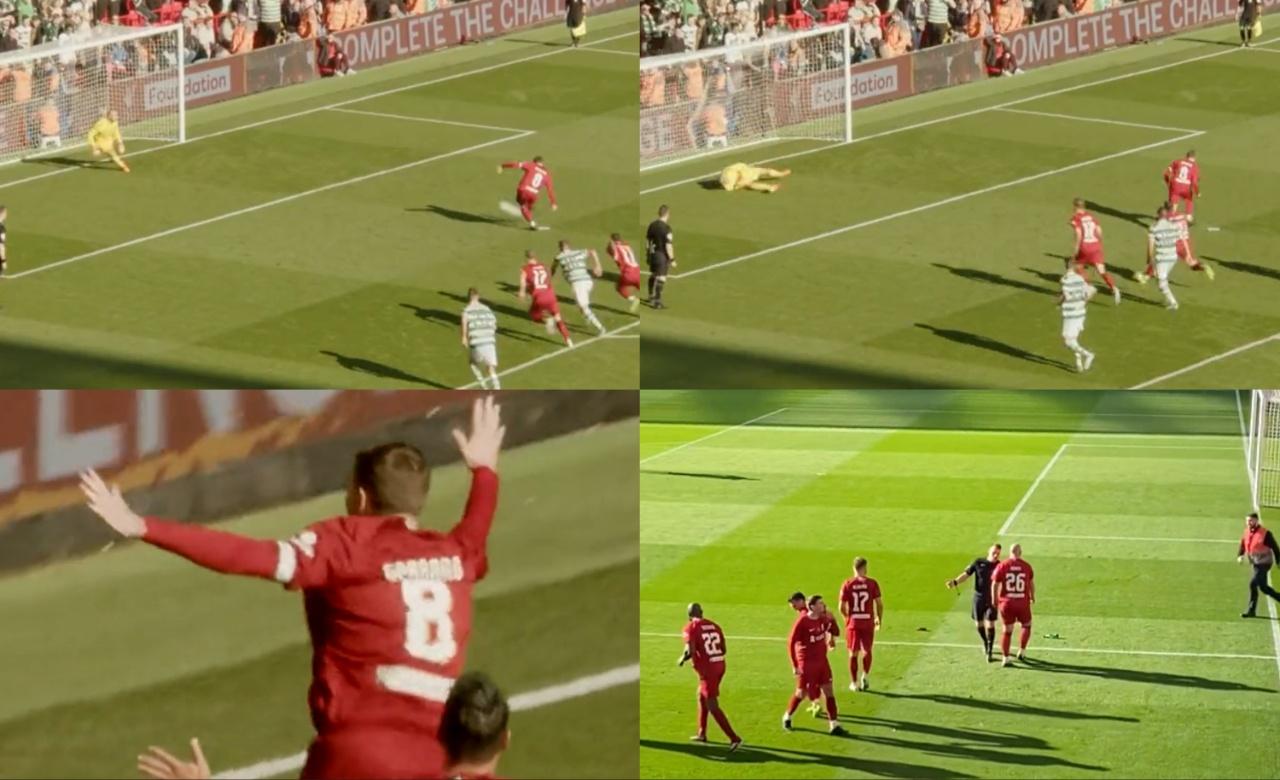 Gerrard scored again at Anfield and celebrated by shushing Celtic fans