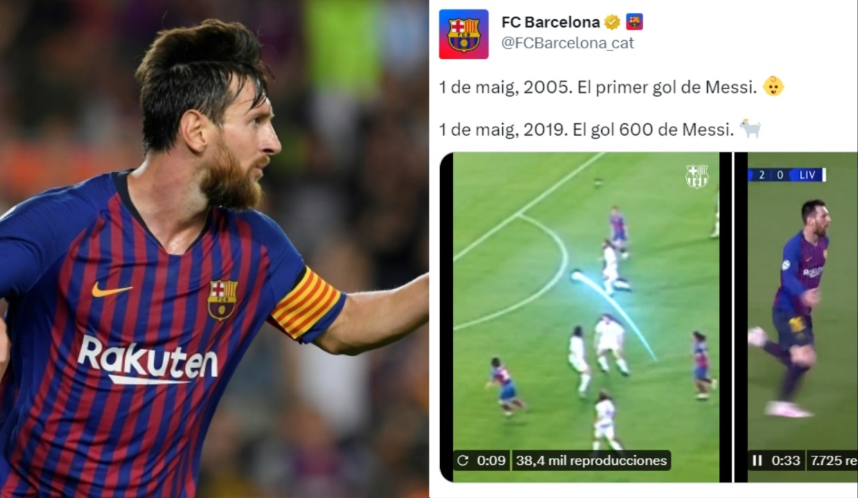 Barca recalled Messi's first goal and 600th at the club