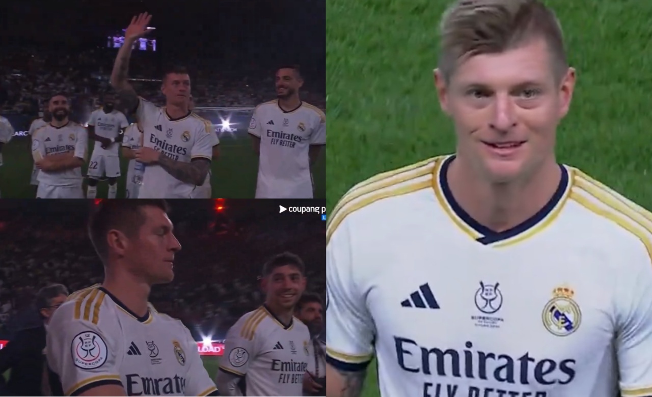 Toni Kroos laughs after being booed by Saudi fans again