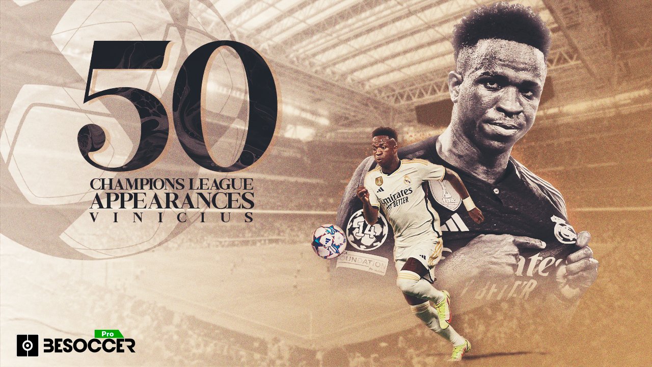 Vinicius reached 50 Champions League appearances as the youngest Brazilian ever