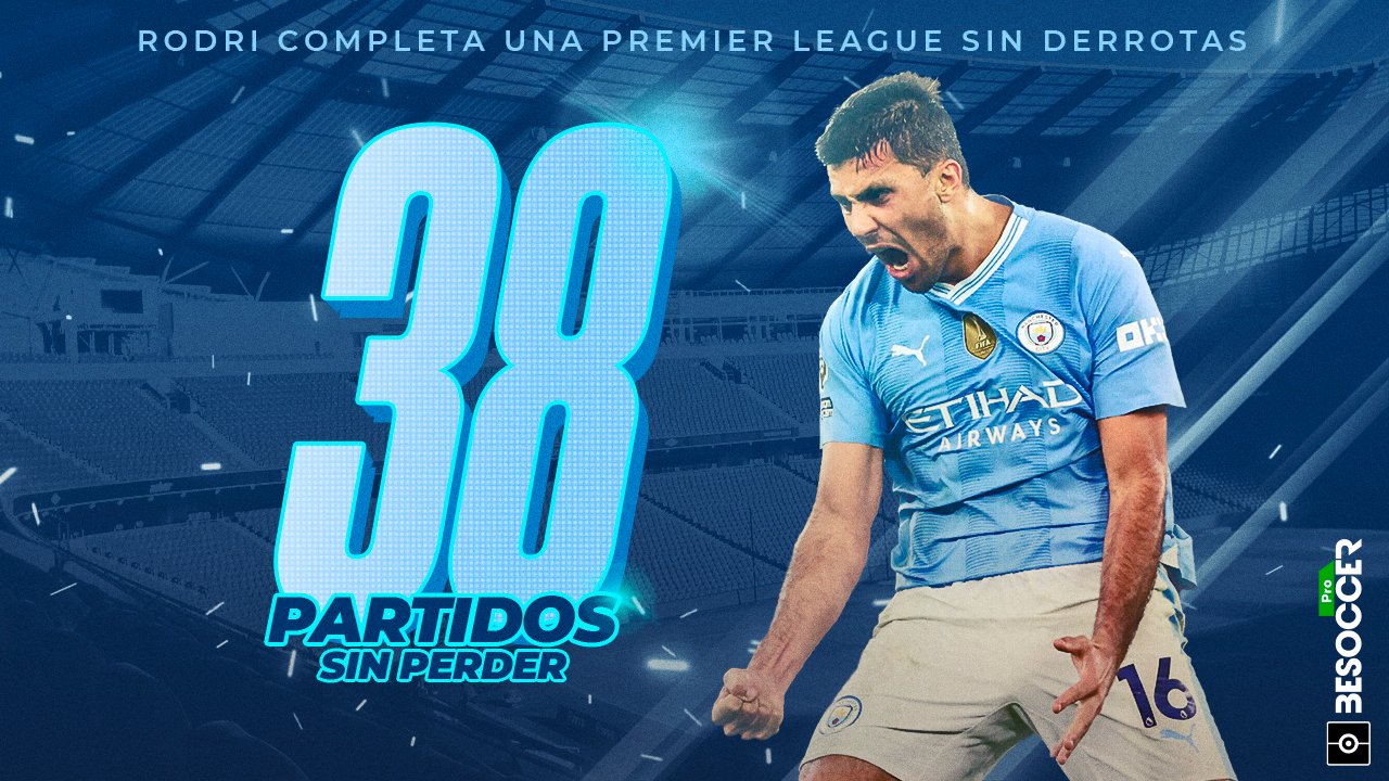 Rodri reaches 38 consecutive Premier League games unbeaten