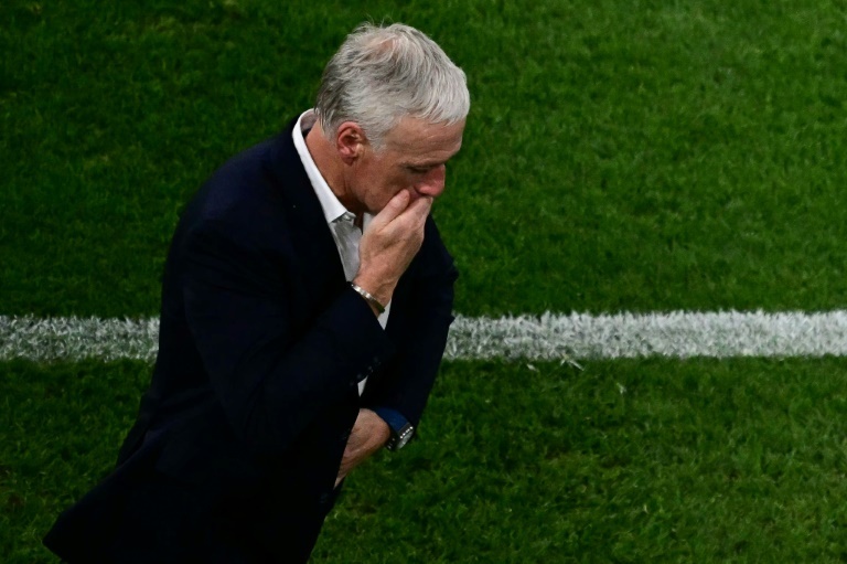 France boss Deschamps holds hands up after Euro 2024 exit