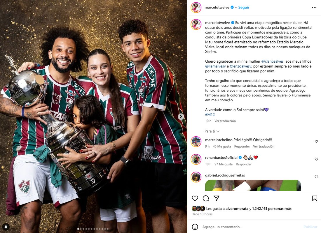 "The truth like the sun, will always rise" - Marcelo bids farewell to Fluminense