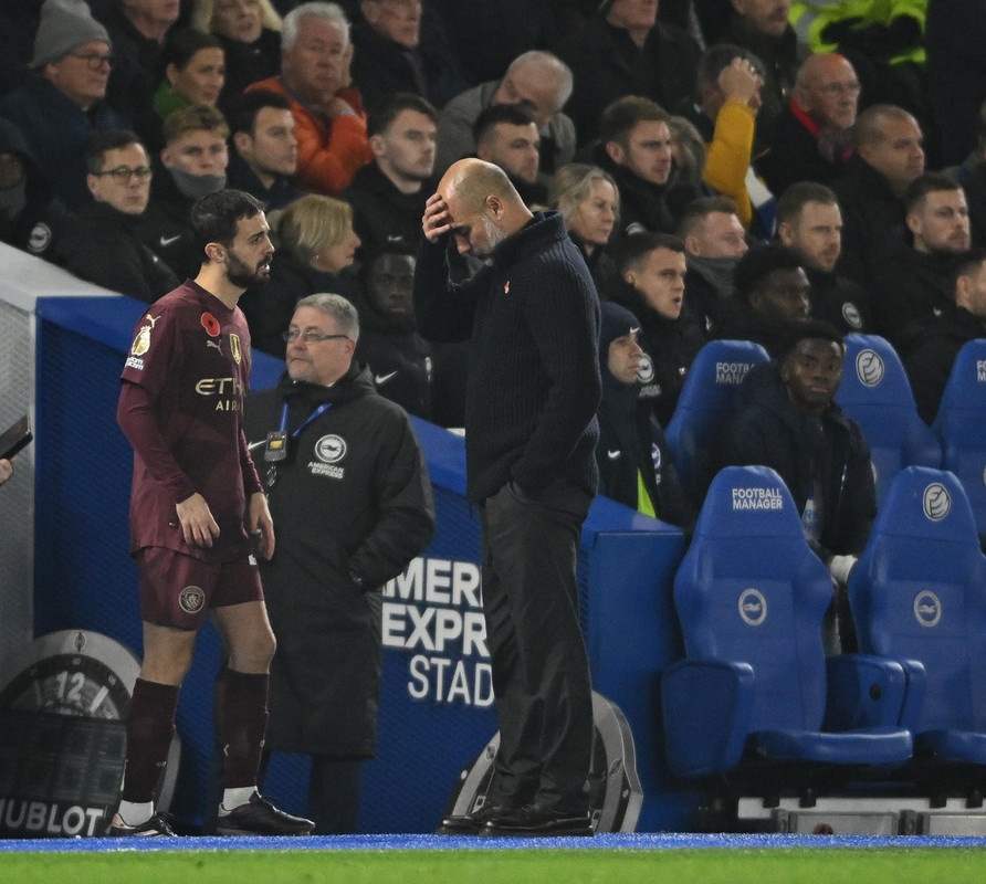 Guardiola suffers four successive defeats for first time as Brighton rock Man City