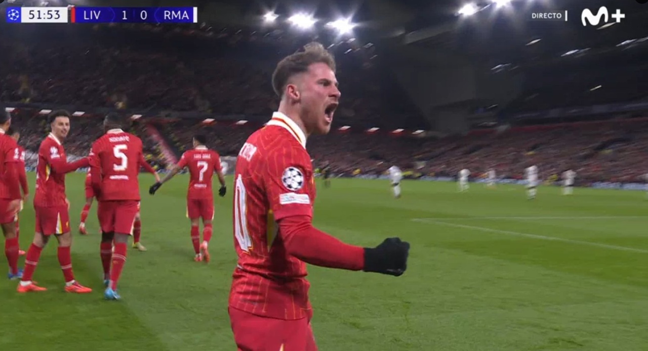 Mac Allister opens the scoring at Anfield to put Real Madrid behind