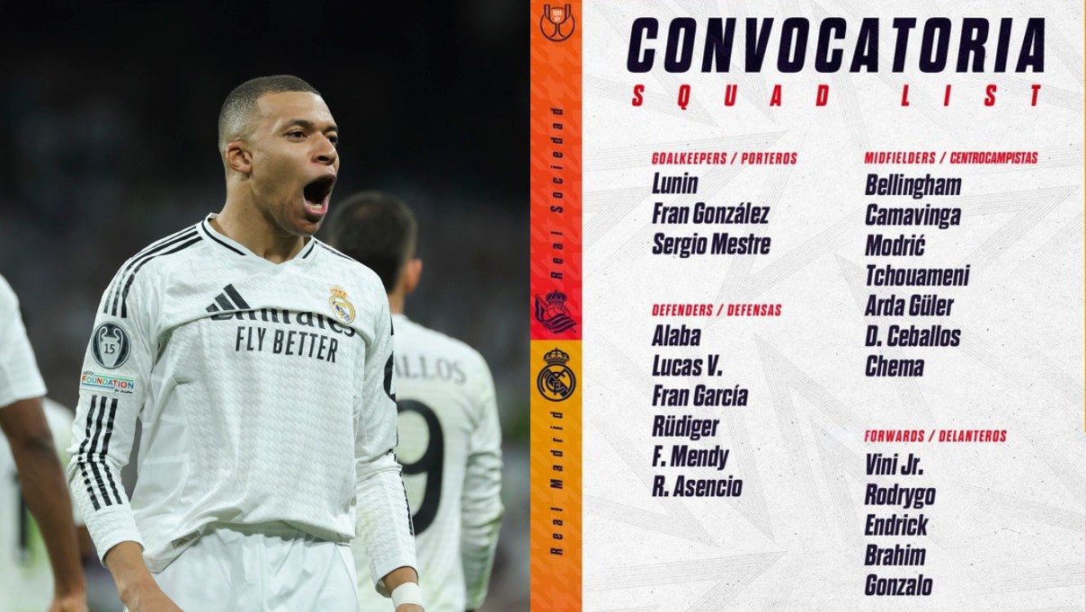 Madrid squad list for Copa del Rey semi-final against Real Sociedad